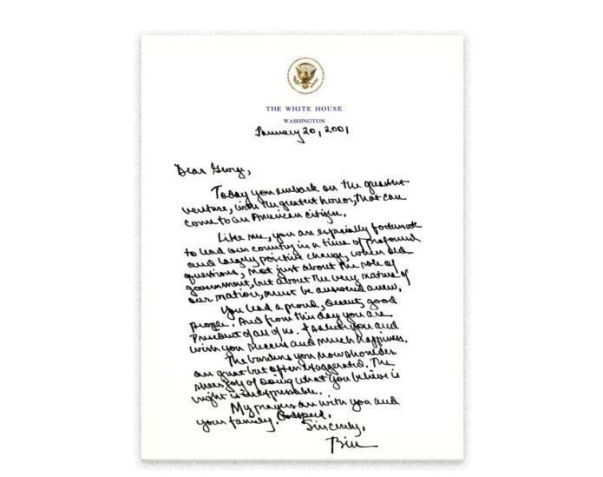 Carta de Bill Clinton deixada para George W. Bush • George W. Bush