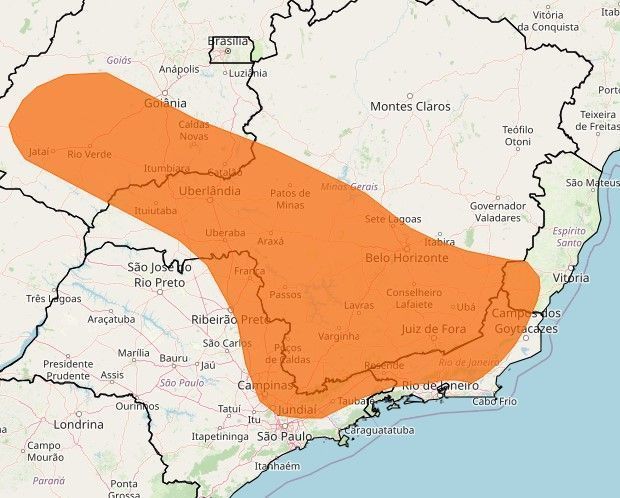 Alerta para tempestades nas regiões Sudeste e Centro-Oeste, válido até o dia 2 de janeiro • Reprodução/Inmet