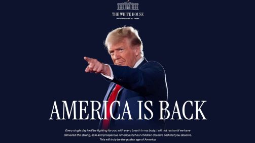 Novo layout do site da Casa Branca após a posse de Trump