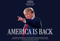 "América está de volta", diz site da Casa Branca durante discurso de Trump