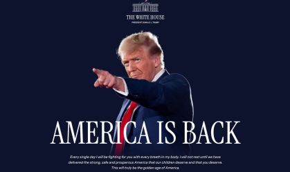 "América está de volta", diz site da Casa Branca durante discurso de Trump