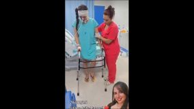 A jovem Juliana Leite Rangel, que foi baleada por agentes da PRF no RJ, durante processo de reabilitação no hospital