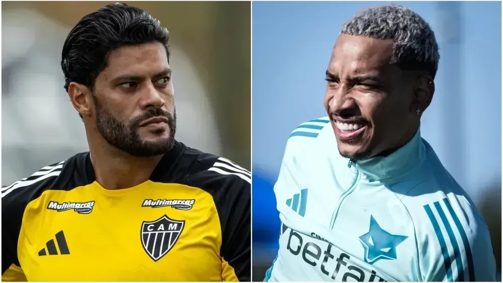 Hulk (esq.), do Atlético-MG, e Matheus Pereira (dir), do Cruzeiro