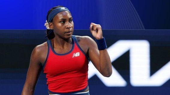 Coco Gauff durante vitória nas quartas da United Cup