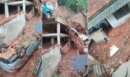 Vídeos mostram estragos após deslizamentos na região de Ipatinga (MG)