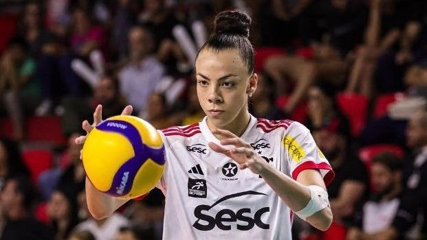 Sesc-Flamengo durante partida da Superliga Feminina de Vôlei