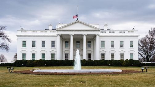 Foto do lado norte da Casa Branca, Washington, DC, Estados Unidos