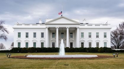 Foto do lado norte da Casa Branca, Washington, DC, Estados Unidos