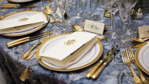 Preparativos para almoço de posse do presidente eleito dos EUA, Donald Trump, no Statuary Hall no Capitólio dos EUA em 20 de janeiro de 2025 em Washington, DC