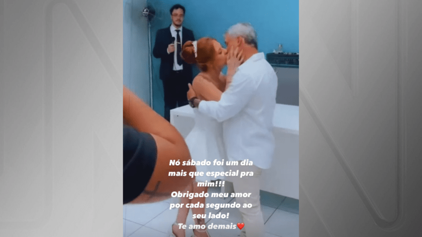 Imagem mostra casamento de Daniel Cravinhos com biomédica • Reprodução