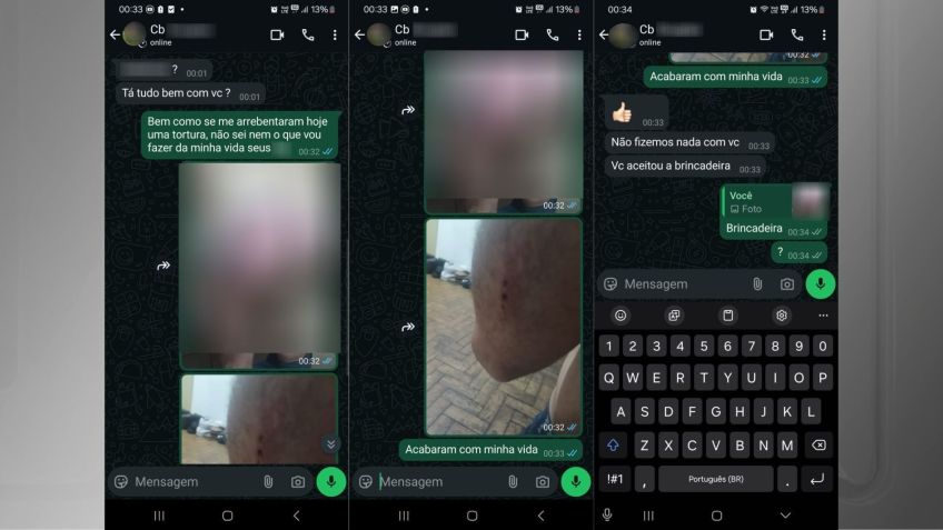 Troca de mensagens entre o soldado agredido e um cabo que seria um dos agressores • Reprodução