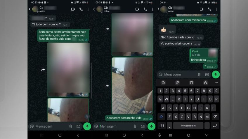 Troca de mensagens entre o soldado agredido e um cabo que seria um dos agressores • Reprodução