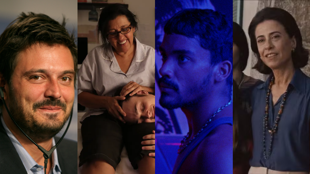 Montagem com Fabiano Gullane e imagens dos filmes "Que Horas Ela Volta", "Motel Destino" e 'Ainda Estou Aqui"