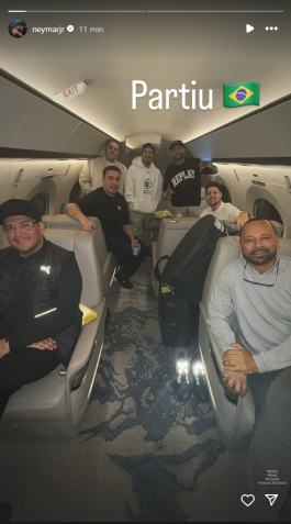 Neymar publicou foto nesta quinta-feira (30) retornando ao Brasil • Reprodução/Neymar