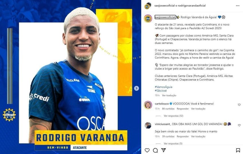 Rodrigo Varanda é o novo reforço do São José • @saojoseecoficial