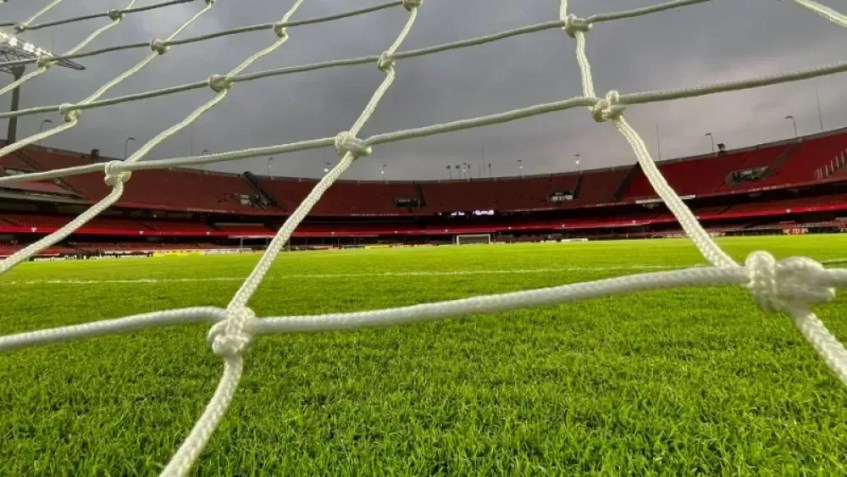 Gramado do estádio do MorumBIS • Reprodução / X São Paulo