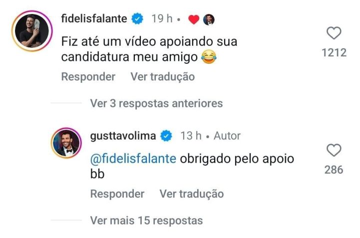 Gusttavo Lima responde fã no Instagram • Reprodução/Instagram