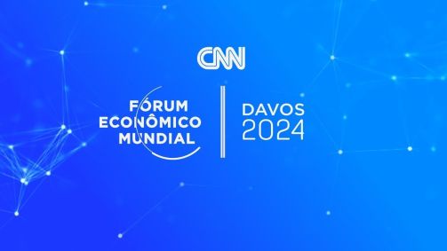 Arte oficial da cobertura especial da CNN Brasil do Fórum Econômico Mundial