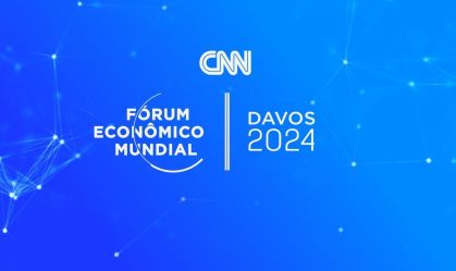 Arte oficial da cobertura especial da CNN Brasil do Fórum Econômico Mundial