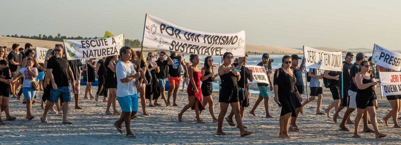 Manifestação contra a concessão da área de Jericoacoara, no Ceará • Reprodução