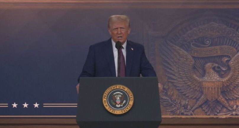 Donald Trump, presidente dos Estados Unidos, discursa remotamente para o Fórum Econômico Mundial de Davos