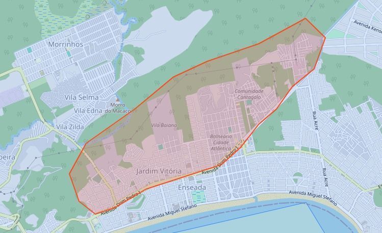 Bairros que poderão ser atingidos por deslizamento no Guarujá • Defesa CIvil