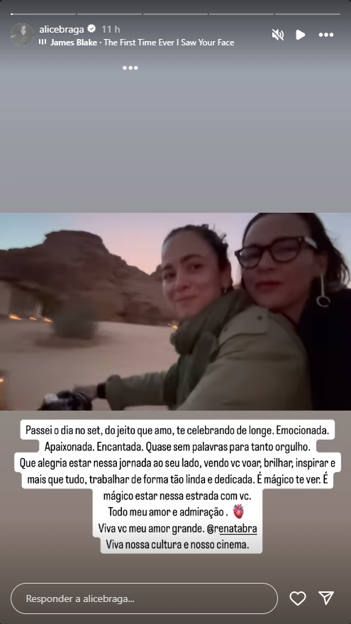 Alice Braga elogia namorada, Renata Brandão, uma das produtoras executivas do filme "Ainda Estou Aqui", após indicações ao Oscar 2025 • Instagram/ Alice Braga