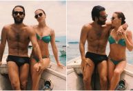 Alice Wegmann posa ao lado de Carrão, dupla romântica em "Vale Tudo"