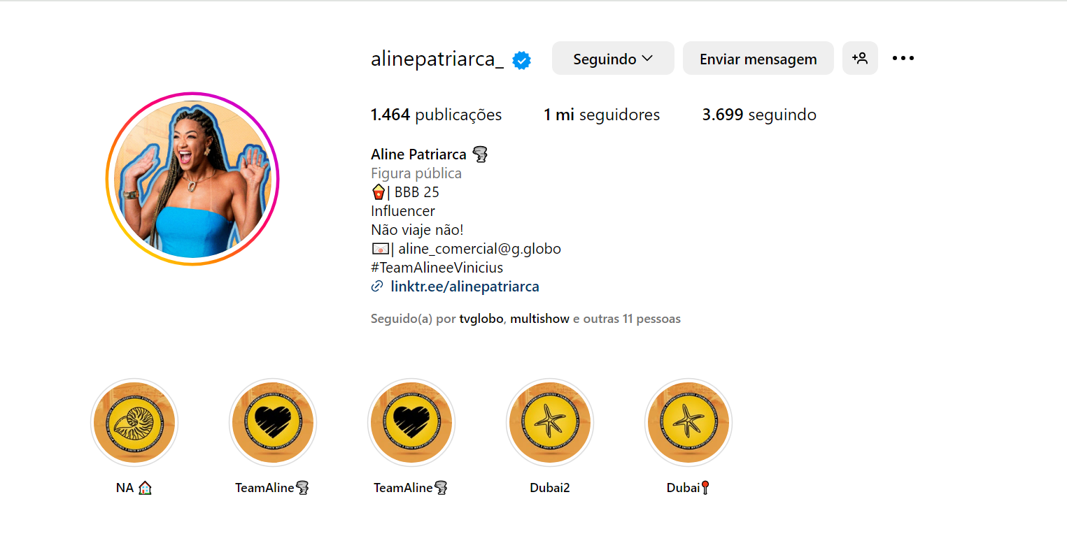 Aline Patriarca conquistou 1 milhão de seguidores no Instagram • Instagram/Aline Patriarca