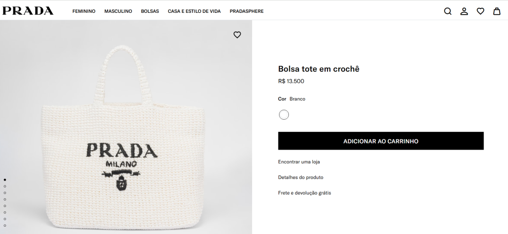 Bolsa tote é confeccionada em crochê • Reprodução