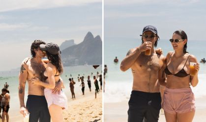 Chay Suede mostra dia de curtição na praia com a família