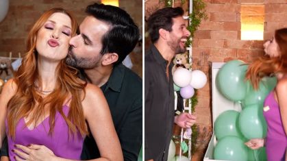 Dani Calabresa e Richard Neuman fazem chá revelação e descobrem sexo do primeiro filho