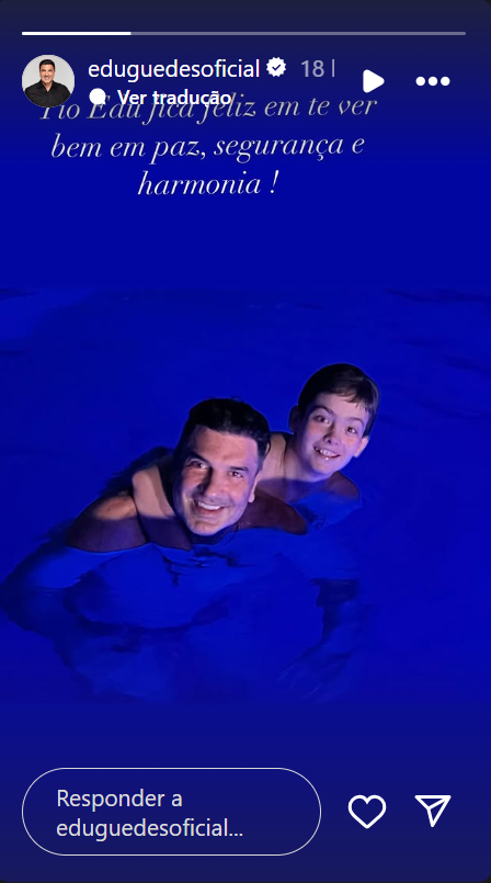 Edu Guedes posa ao lado do filho de Ana Hickmann: "Feliz ao te ver bem, em paz, segurança, e harmonia" • Instagram/ Edu Guedes