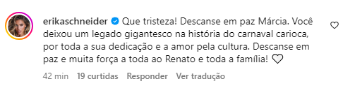 Famosos e escolas de samba lamentam morte de Márcia Lage • Instagram/ Mocidade Independente