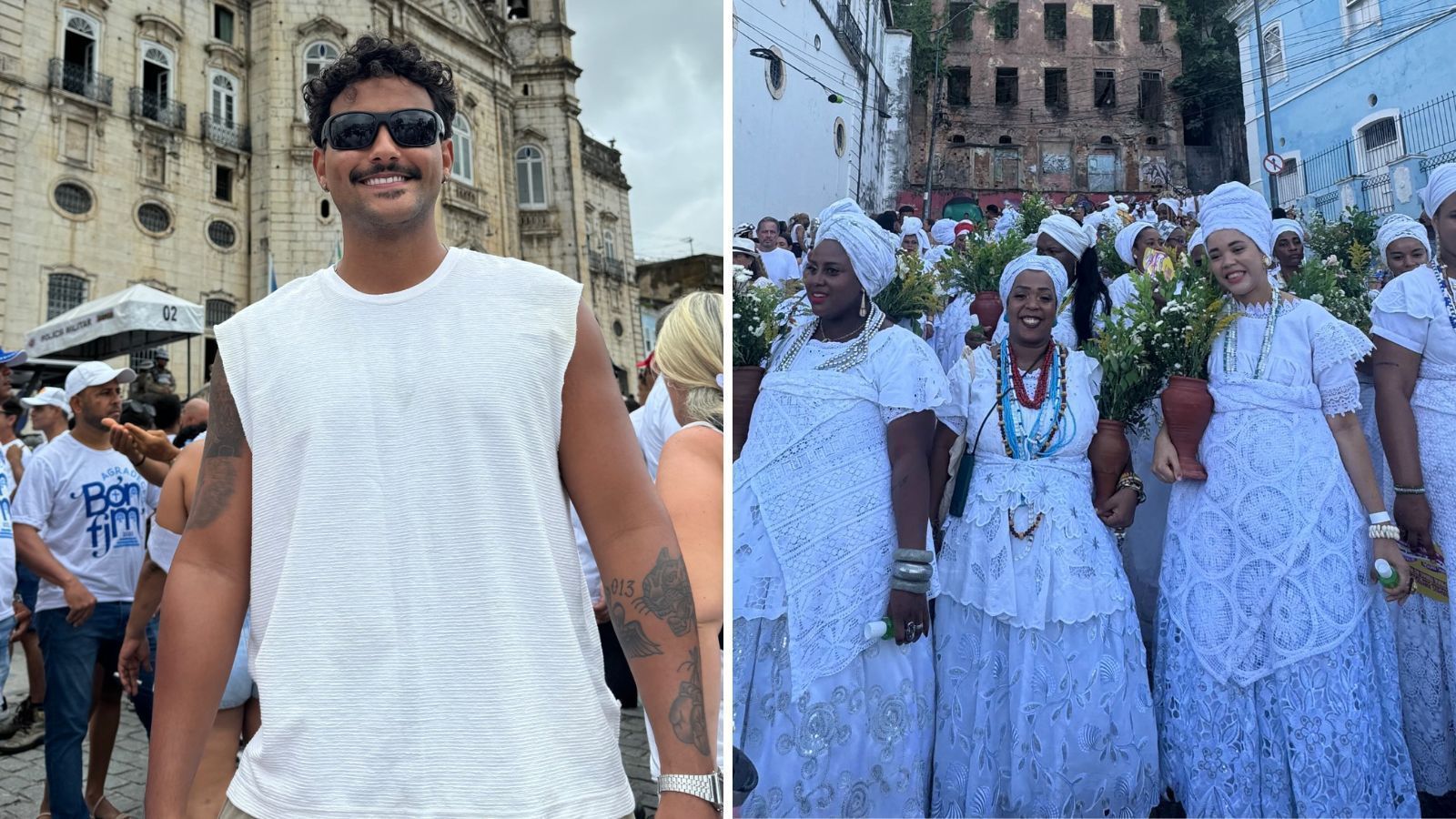 Ex-BBB Lucas Pizane compartilha fotos na Lavagem do Senhor do Bonfim