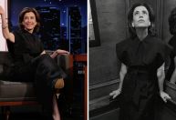 Fernanda Torres usa vestido all black da CH em programa de Jimmy Kimmel