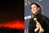 Fernanda Torres mostra imagens de Los Angeles durante incêndios: "Em chamas"