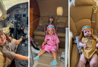Filhos de Virginia posam no jatinho da família com looks temáticos; veja
