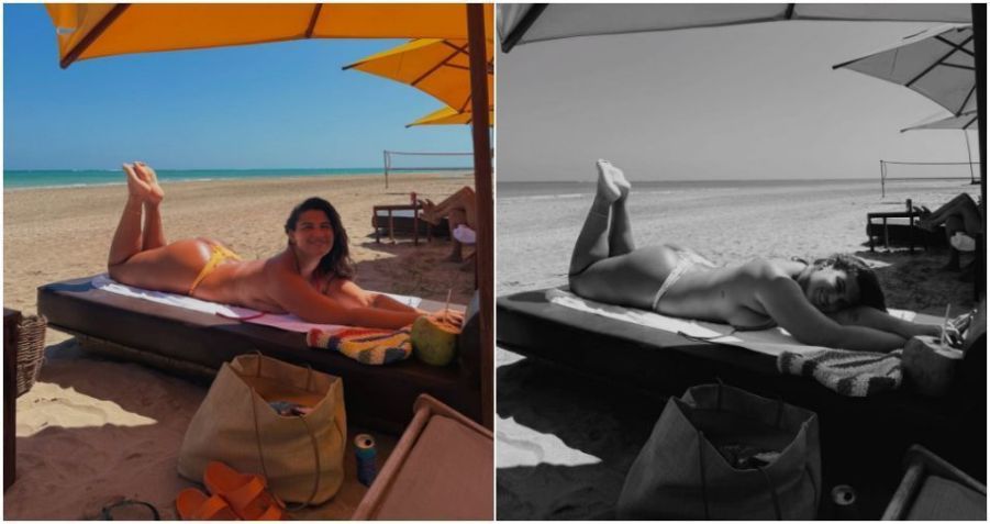 Giulia Costa, filha de Flávia Alessandra, posa de topless em praia • Instagram / Giulia Costa