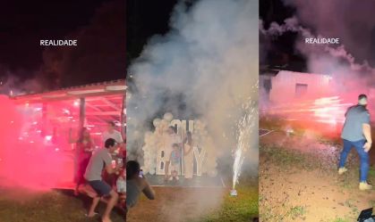 Fogos de artifício explodem na direção de convidados em chá revelação; veja