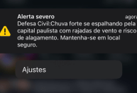 Defesa Civil emite alerta por forte chuva em SP