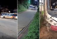 Vídeo: Homem furta ônibus, dirige por 30 km e colide contra poste no ES