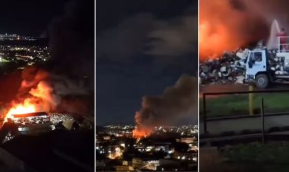 Vídeo: incêndio atinge empresa siderúrgica no Espírito Santo