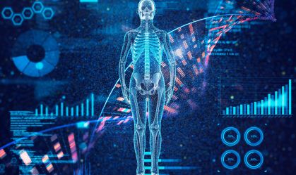Human bone full body with genomic DNA molecular structure and data