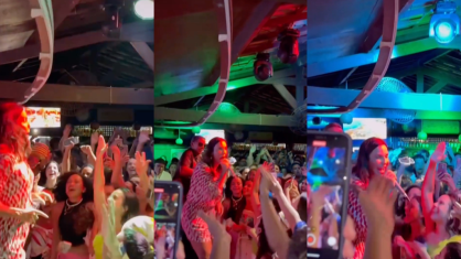 Montagem com fotos de Ivete Sangalo em show surpresa