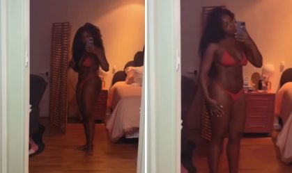Iza posa de biquíni e brinca: "Mamãe verificando se ainda sabe biscoitar"