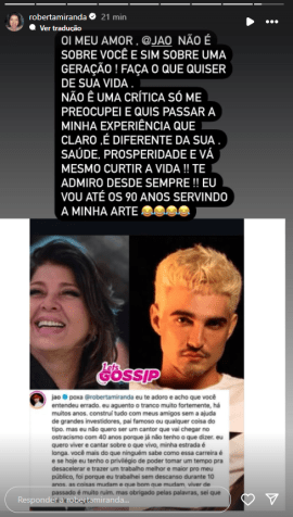 Roberta Miranda explicou fala após Jão responder sua crítica • Instagram/Roberta Miranda/Léo Dias