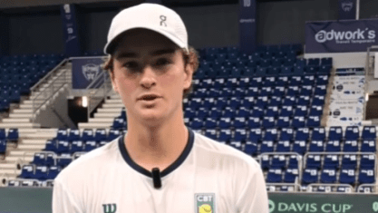 João Fonseca em entrevista após treino para a Copa Davis