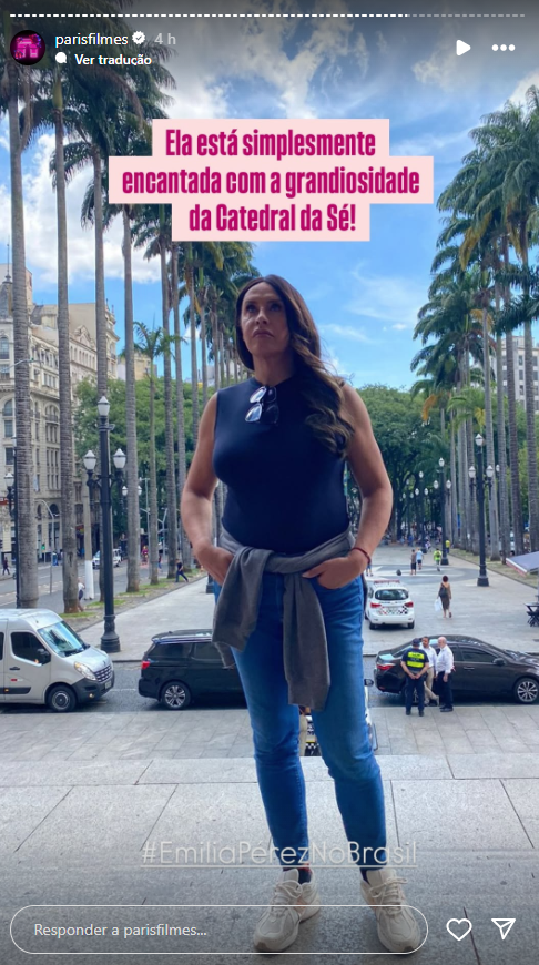 Karla Sofía Gascón está em São Paulo para promover o filme "Emilia Pérez" • Instagram/Paris Filmes