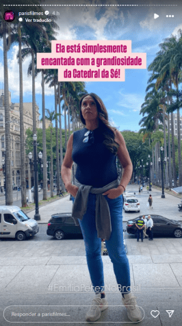 Karla Sofía Gascón está em São Paulo para promover o filme "Emilia Pérez" • Instagram/Paris Filmes